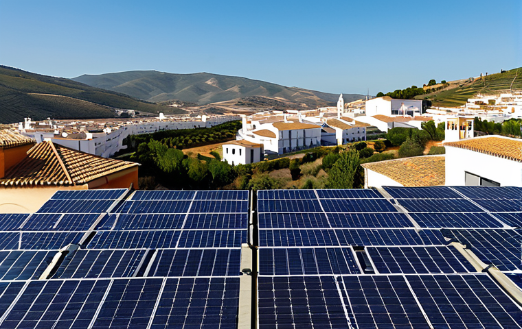 Community Solar Cooperative in Andalusia**

"A vibrant scene showcasing a community solar energy cooperative in Andalusia, Spain. Depict rooftops adorned with solar panels, reflecting the warm Spanish sunlight. In the foreground, fully clothed members of the cooperative are gathered, discussing the project with smiles. Emphasize the cooperative spirit and the tangible benefits of renewable energy. Background includes traditional Andalusian architecture. safe for work, appropriate content, fully clothed, professional, perfect anatomy, natural proportions, high quality."

**