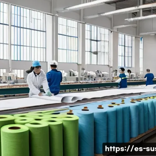 지속가능성 관련 국제 인증 종류 - A modern textile manufacturing facility in Mexico City with diverse workers wearing safety gear and ...