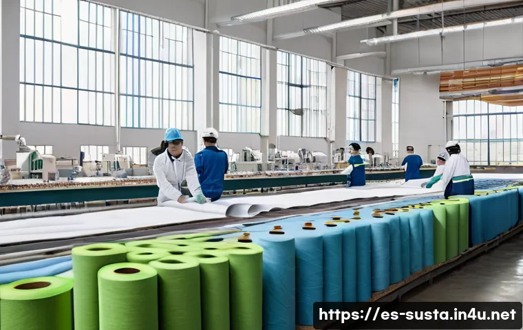지속가능성 관련 국제 인증 종류 - A modern textile manufacturing facility in Mexico City with diverse workers wearing safety gear and ...